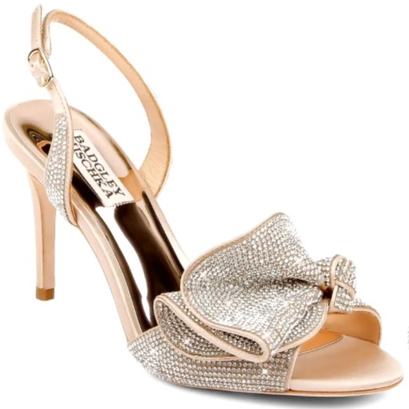 Badgley Mischka Rennie Embellished Nude Slingback Sandal NWOT